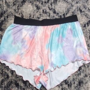 Pastel Tie-Dye Satin Sleep Shorts